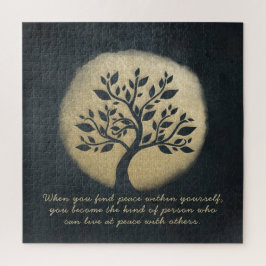 Yoga Meditation Instructor Black Gold Tree Quotes Puzzle
