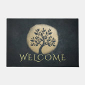 Yoga Meditation Instructor Black Gold Tree Willkom Fußmatte (Vorderseite)