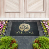 Yoga Meditation Instructor Black Gold Tree Willkom Fußmatte