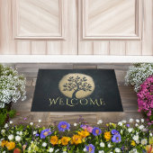 Yoga Meditation Instructor Black Gold Tree Willkom Fußmatte