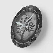 Yoga Meditation Instructor Black & White Tree Logo Runde Wanduhr (Winkel)
