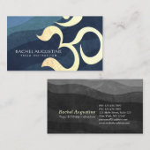 Yoga Meditation Instructor Blue and Gold OM Symbol Visitenkarte (Vorne/Hinten)