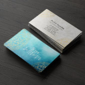 Yoga Meditation Instructor Blue Gold Foil Mandala Visitenkarte