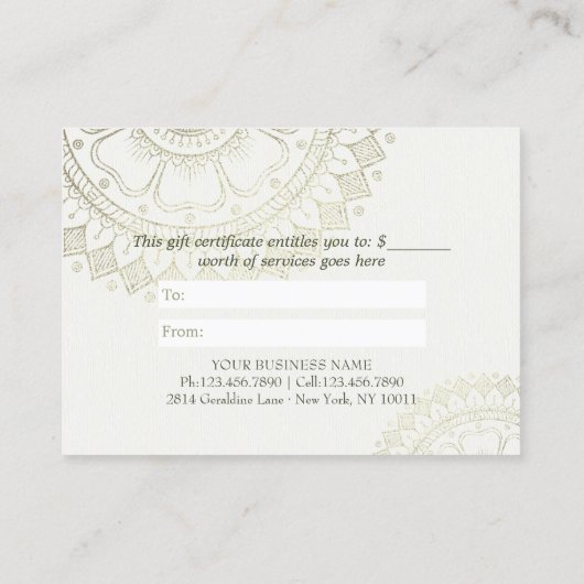 Yoga Meditation Instructor Blue Gold Mandala Gesch Rabattkarte (Rückseite)