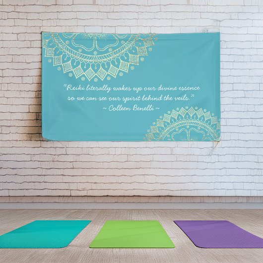 Yoga Meditation Instructor Blue Gold Mandala Zitat Banner