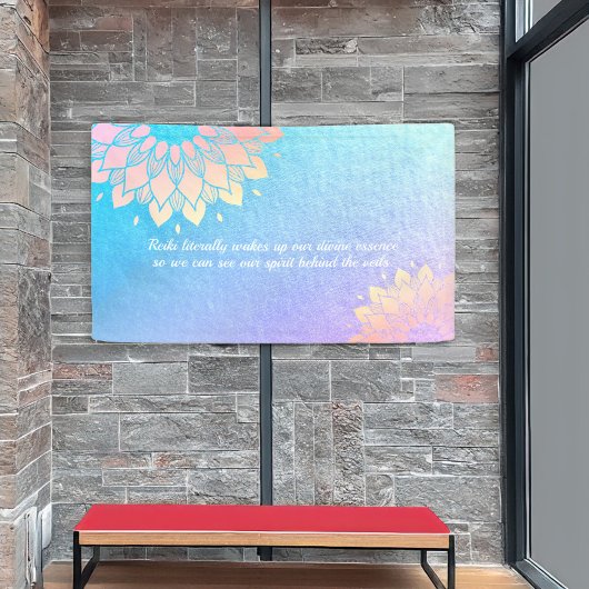 Yoga Meditation Instructor Blue Gold Mandala Zitat Banner