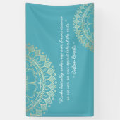 Yoga Meditation Instructor Blue Gold Mandala Zitat Banner (Vertikal)