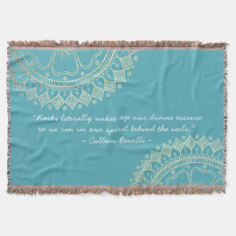 Yoga Meditation Instructor Blue Gold Mandala Zitat Decke