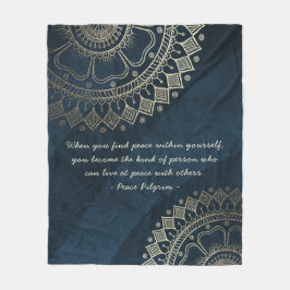 Yoga Meditation Instructor Blue Gold Mandala Zitat Fleecedecke