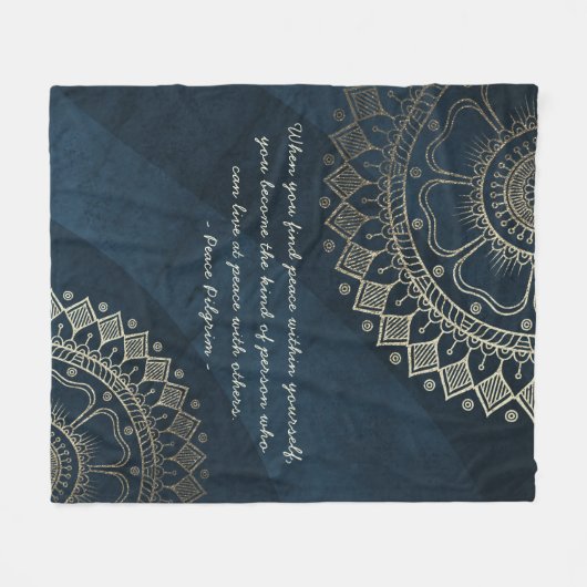Yoga Meditation Instructor Blue Gold Mandala Zitat Fleecedecke (Vorderseite (Horizontal))