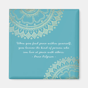Yoga Meditation Instructor Blue Gold Mandala Zitat Magnet