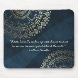 Yoga Meditation Instructor Blue Gold Mandala Zitat Mousepad