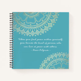 Yoga Meditation Instructor Blue Gold Mandala Zitat Notizblock