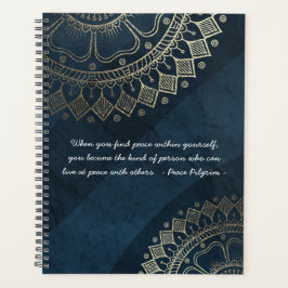 Yoga Meditation Instructor Blue Gold Mandala Zitat Planer