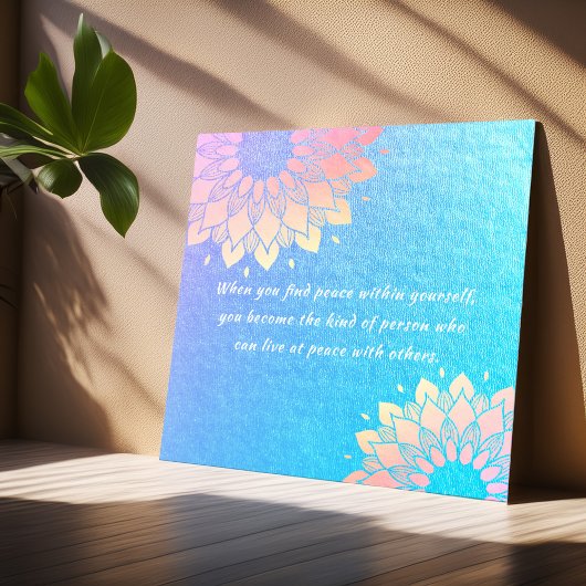 Yoga Meditation Instructor Blue Gold Mandala Zitat Poster