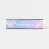 Yoga Meditation Instructor Blue Rose Gold Mandala Schreibtischnamensplakette (Vorderseite )