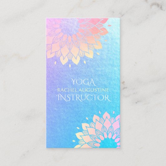 Yoga Meditation Instructor Blue Rose Gold Mandala Visitenkarte (Vorderseite)