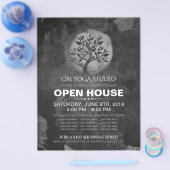 Yoga Meditation Instructor BW Tree Logo Open House Flyer (Einzeln)