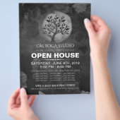 Yoga Meditation Instructor BW Tree Logo Open House Flyer (Hand)