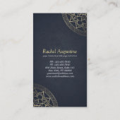Yoga Meditation Instructor Chic Black Gold Mandala Visitenkarte (Rückseite)