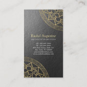 Yoga Meditation Instructor Chic Black Gold Mandala Visitenkarte (Rückseite)