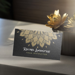 YOGA Meditation Instructor Chic Black Gold Mandala Visitenkarte