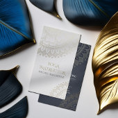 Yoga Meditation Instructor Chic White Gold Mandala Visitenkarte