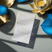 Yoga Meditation Instructor Chic White Gold Mandala Visitenkarte