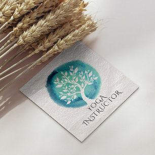 Yoga Meditation Instructor Eleganter Aquamariner W Quadratische Visitenkarte