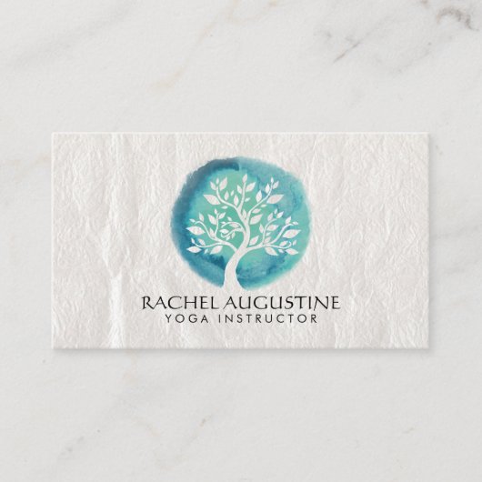 Yoga Meditation Instructor Eleganter Aquamariner W Visitenkarte (Vorderseite)