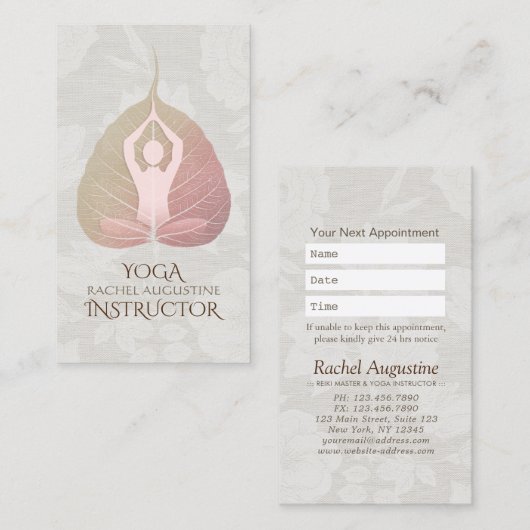 YOGA Meditation Instructor Ernennung Bodhi Leaf Terminkarte (Vorne/Hinten)