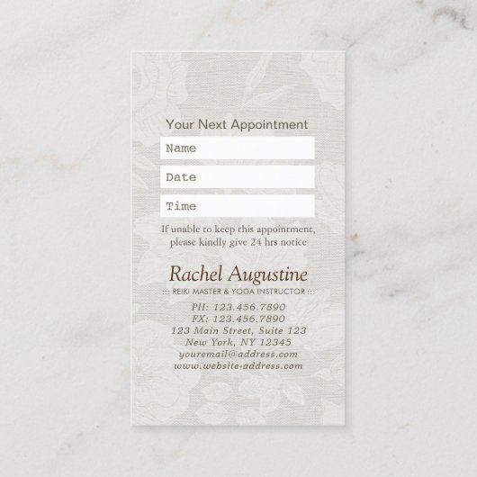 YOGA Meditation Instructor Ernennung Bodhi Leaf Terminkarte (Rückseite)