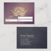 YOGA Meditation Instructor Gift Certificate Lotus Rabattkarte (Vorne/Hinten)