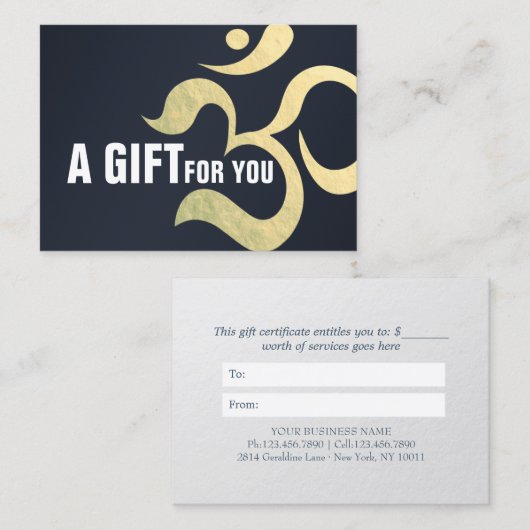 Yoga Meditation Instructor Gift Certificate OM Rabattkarte (Vorne/Hinten)