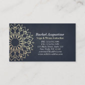 Yoga Meditation Instructor Gold Floral Mandala Visitenkarte (Rückseite)