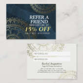 Yoga Meditation Instructor Gold Mandala Anleitung Empfehlungskarte (Vorne/Hinten)