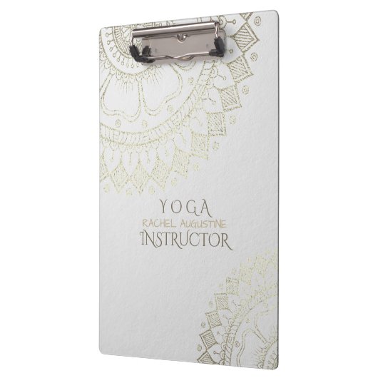 Yoga Meditation Instructor Gold Mandala Blume Klemmbrett (Links)
