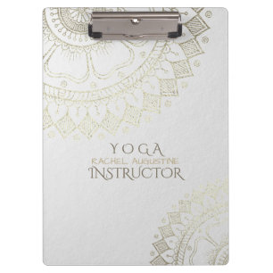 Yoga Meditation Instructor Gold Mandala Blume Klemmbrett