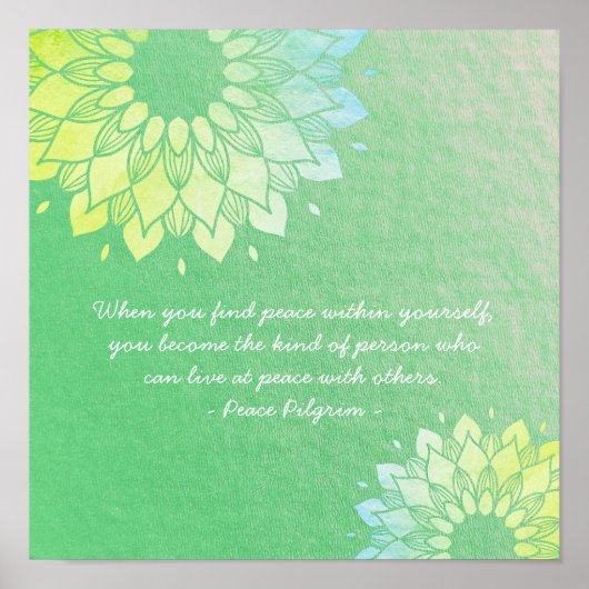 Yoga Meditation Instructor Gold Mandala Blume Po Poster (Vorne)