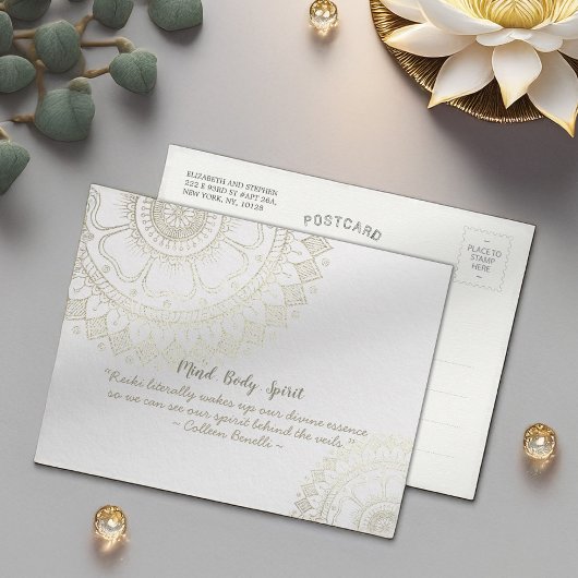 Yoga Meditation Instructor Gold Mandala Blume Postkarte