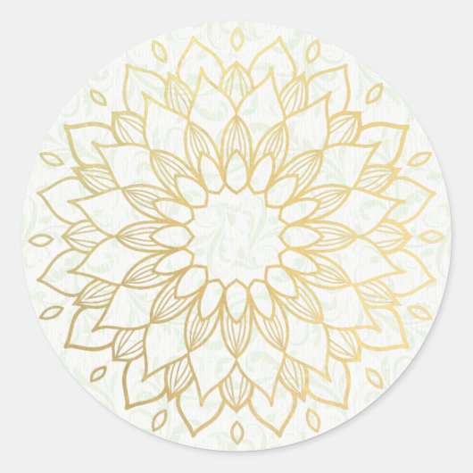 Yoga Meditation Instructor Gold Mandala Blume Runder Aufkleber (Vorderseite)