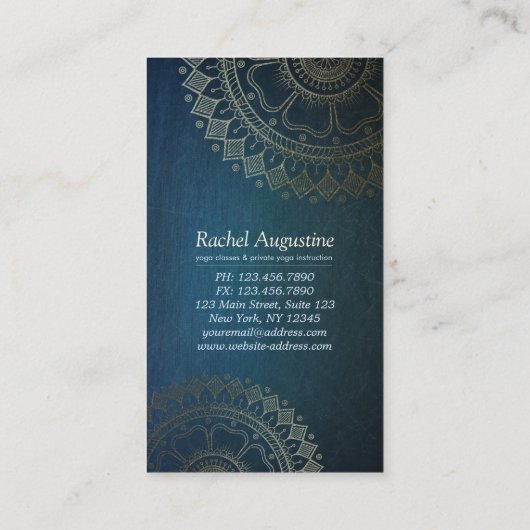 Yoga Meditation Instructor Gold Mandala Class Pass Treuekarte (Rückseite)