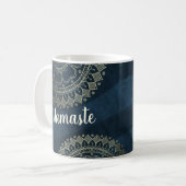 Yoga Meditation Instructor Gold Mandala Navy Blue Kaffeetasse (Vorderseite Links)