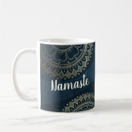 Yoga Meditation Instructor Gold Mandala Navy Blue Kaffeetasse
