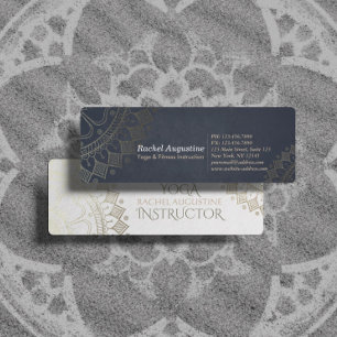 Yoga Meditation Instructor Gold Mandala Navy Blue Mini Visitenkarte