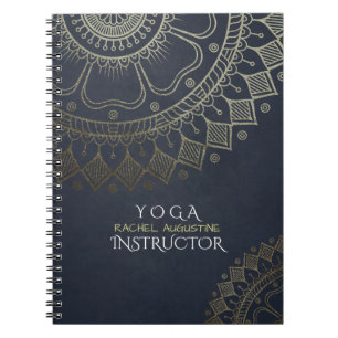 Yoga Meditation Instructor Gold Mandala Navy Blue Notizblock