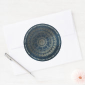 Yoga Meditation Instructor Gold Mandala Navy Blue Runder Aufkleber (Umschlag)