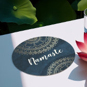 Yoga Meditation Instructor Gold Mandala Navy Blue Runder Pappuntersetzer