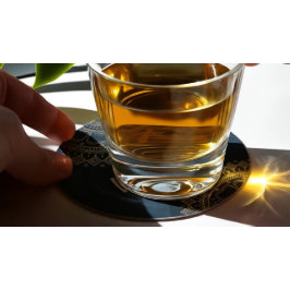 Yoga Meditation Instructor Gold Mandala Navy Blue Runder Pappuntersetzer