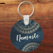 Yoga Meditation Instructor Gold Mandala Navy Blue Schlüsselanhänger (Vorderseite)